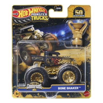 Hot wheels monster truck 50 bigfoot trophy champions masinuta bone shaker scara 1 la 64