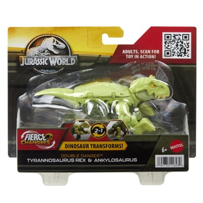 Jurassic world fierce changers double danger dinozaur transformabil tyrannosaurus rex si ankylosaurus verde