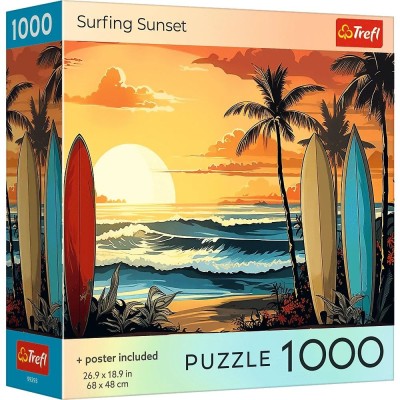 Puzzle trefl 1000 colectia sua apus de soare pentru surf poster inclus Puzzle trefl 1000 colectia sua apus de soare pentru surf poster inclus