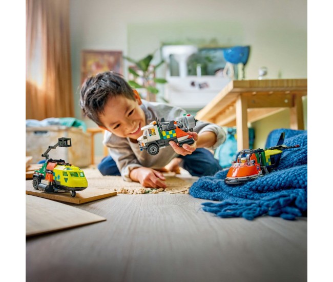 Lego city avion autospeciala de service si aeroglisor in versiuni adaptate 60505