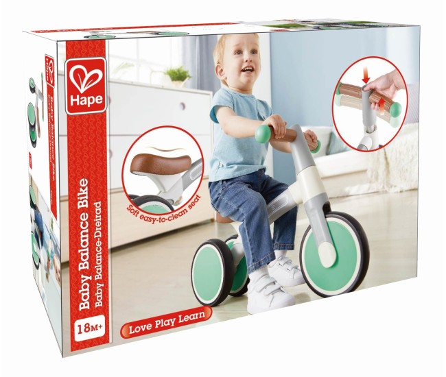 Hape bicicleta de echilibru verde cu 3 roti Hape bicicleta de echilibru verde cu 3 roti