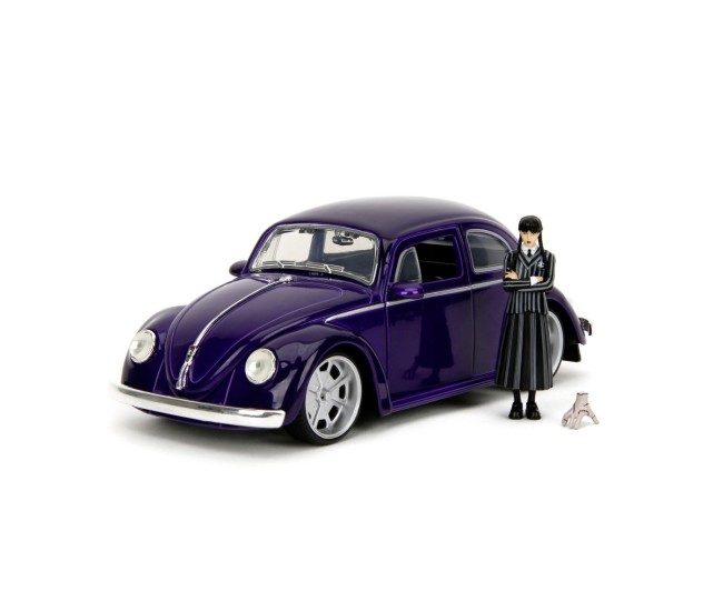 Jada wednesday set masinuta metalica volkswagen beetle 1:24 si figurina metalica wednesday 7cm Jada wednesday set masinuta metalica volkswagen beetle 1:24 si figurina metalica wednesday 7cm