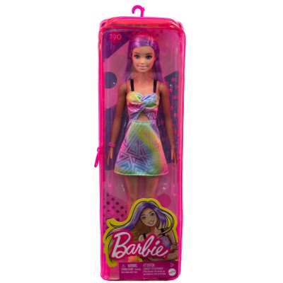 Papusa barbie fashionista blonda cu suvite mov