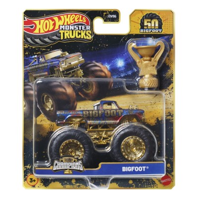 Hot wheels monster truck 50 bigfoot trophy champions masinuta bigfoot scara 1 la 64