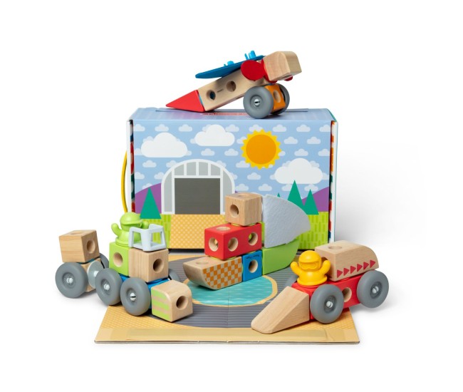 Melissa and doug set de constructie din lemn vehicule