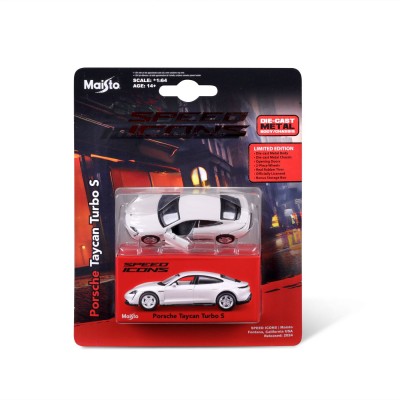 Maisto masinuta metalica speed icons porsche taycan turbo s alb scara 1 la 64