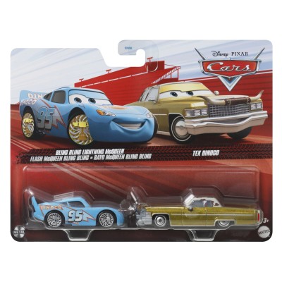 Cars3 set 2 masinute metalice fulger mcqueen bling bling si tex dinoco