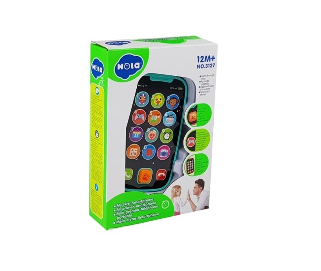Primul meu telefon smart verde cu muzica si lumini Primul meu telefon smart verde cu muzica si lumini
