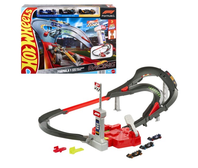 Hot wheels racing curcuit de curse formula 1 cu 3 masinute incluse Hot wheels racing curcuit de curse formula 1 cu 3 masinute incluse
