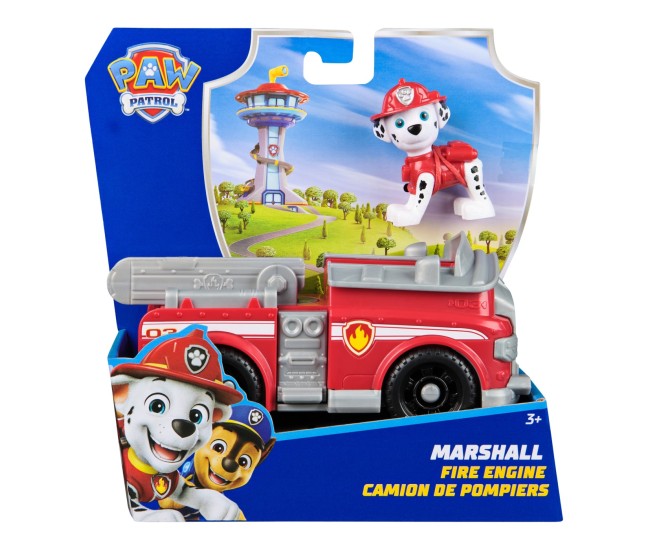 Patrula catelusilor set vehicul de baza masina de pompieri si figurina marshall Patrula catelusilor set vehicul de baza masina de pompieri si figurina marshall
