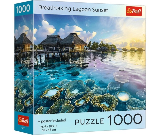 Puzzle trefl 1000 colectia sua apus de soare uluitor pe laguna poster inclus Puzzle trefl 1000 colectia sua apus de soare uluitor pe laguna poster inclus