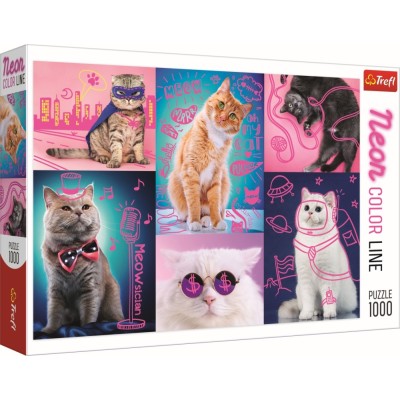 Puzzle trefl 1000 super pisici neon