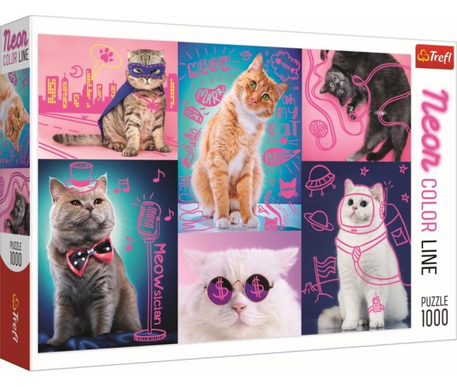 Puzzle trefl 1000 super pisici neon Puzzle trefl 1000 super pisici neon