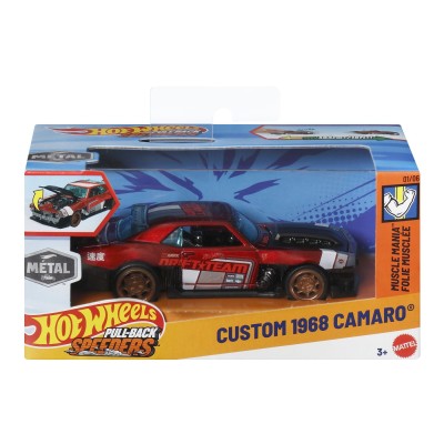 Hot wheels masinuta metalica cu sistem pull back custom 1968 camaro muscle mania scara 1 la 43 Hot wheels masinuta metalica cu sistem pull back custom 1968 camaro muscle mania scara 1 la 43