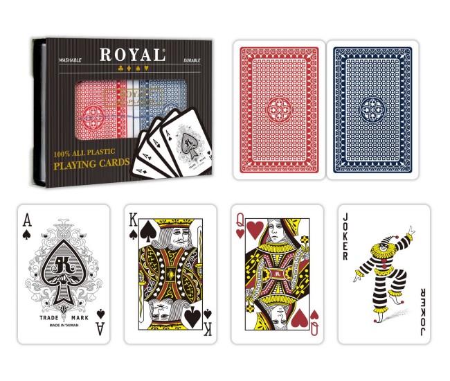 Set 2 pachete carti royal canasta poker din plastic Set 2 pachete carti royal canasta poker din plastic