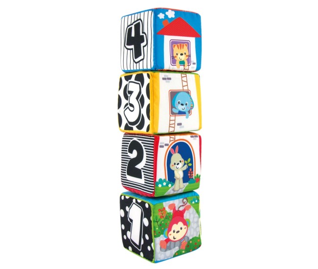 Winfun set 4 cuburi stivuibile din material textil Winfun set 4 cuburi stivuibile din material textil