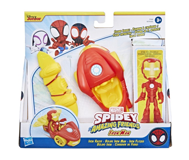 Spidey prietenii extraordinari set masinuta si figurina si accesoriu iron man Spidey prietenii extraordinari set masinuta si figurina si accesoriu iron man