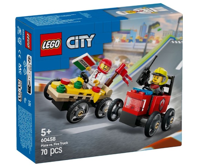 Lego city pachet de curse furgoneta de pizza vs. camion de pompieri 60458 Lego city pachet de curse furgoneta de pizza vs. camion de pompieri 60458