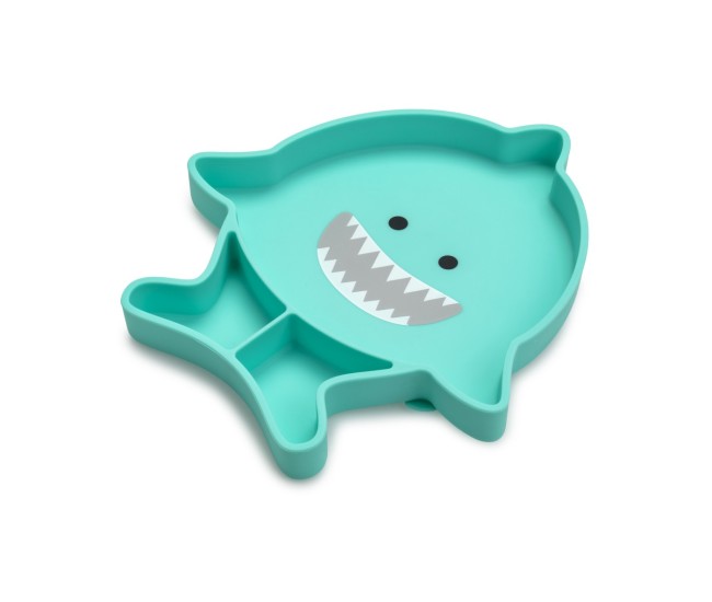 Farfurie compartimentata din silicon cu ventuza, melii, rechin