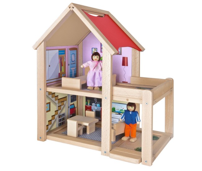 Casa si papusi din lemn Casa si papusi din lemn