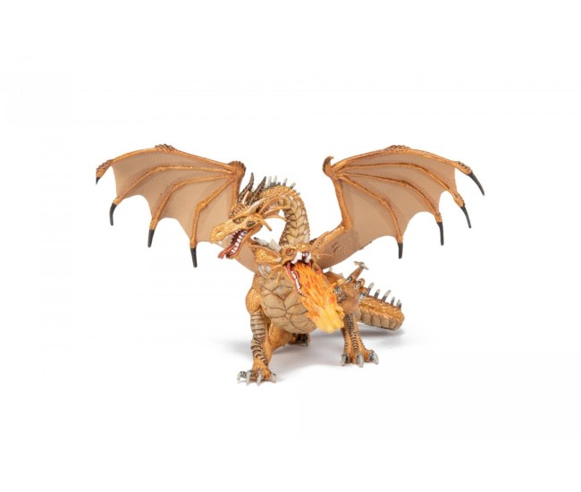 Papo figurina dragon cu doua capete auriu Papo figurina dragon cu doua capete auriu