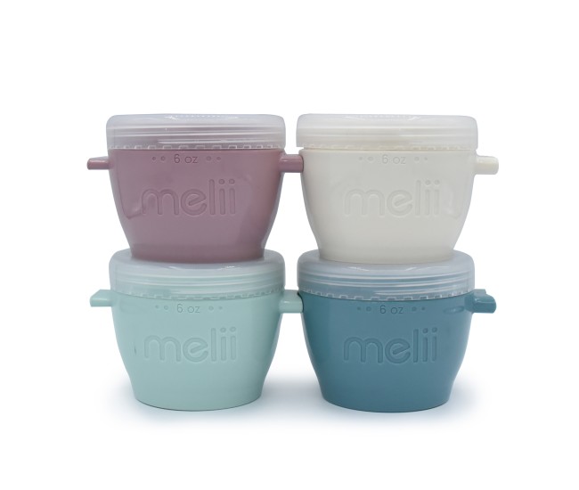 Set 4 recipiente silicon snap&go, melii luxe, 4*177 ml