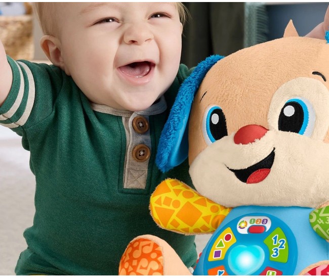 Fisher price catel interactiv cu urechi albastre rade si invata