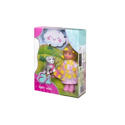 Eiv love set plimbare in ploaie papusa si catel 12cm