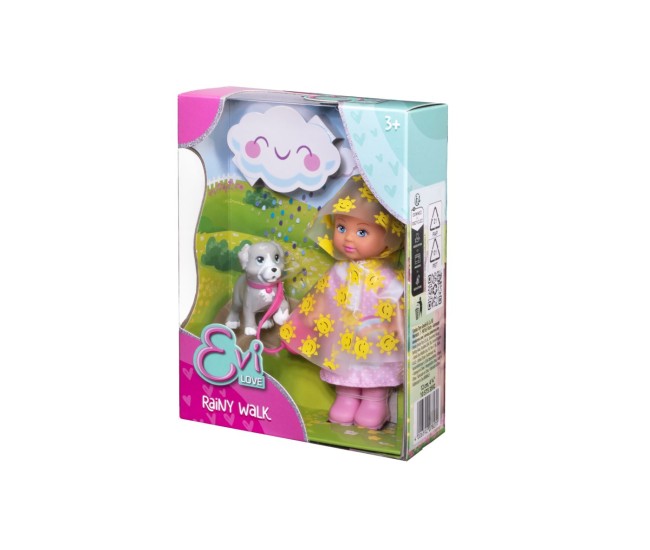 Eiv love set plimbare in ploaie papusa si catel 12cm