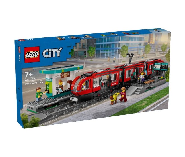 Lego city trains statie si tramvai in centrul orasului 60423 Lego city trains statie si tramvai in centrul orasului 60423