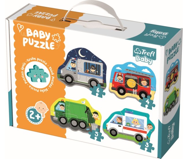 Puzzle trefl baby clasic vehicule si meserii 18 piese Puzzle trefl baby clasic vehicule si meserii 18 piese
