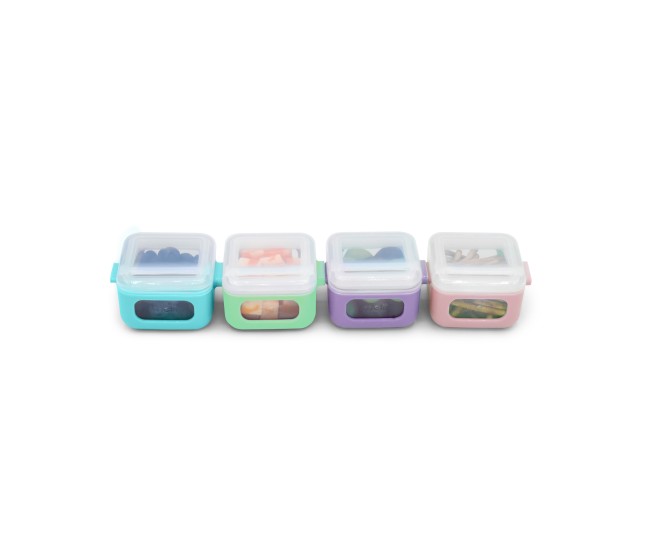 Set 4 recipiente silicon snap&go cubes, melii, 4*118 ml