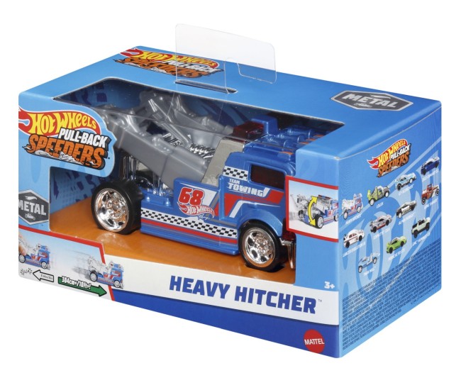 Hot wheels masinuta metalica cu sistem pull back heavy hitcher scara 1:43