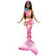 Barbie papusa sirena floarea magica cu par brunet si coada roz Barbie papusa sirena floarea magica cu par brunet si coada roz