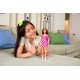 Papusa barbie fashionista satena cu rochie roz cu buline Papusa barbie fashionista satena cu rochie roz cu buline