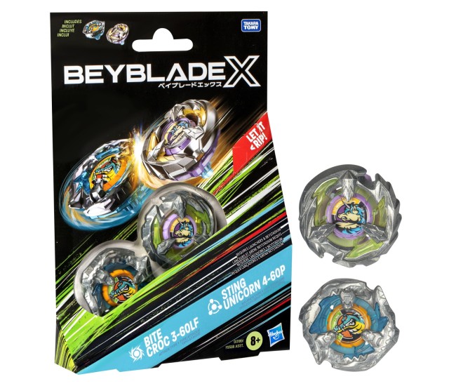 Beyblade x pachet duo bite croc 3-60lf si sting unicorn 4-60p Beyblade x pachet duo bite croc 3-60lf si sting unicorn 4-60p