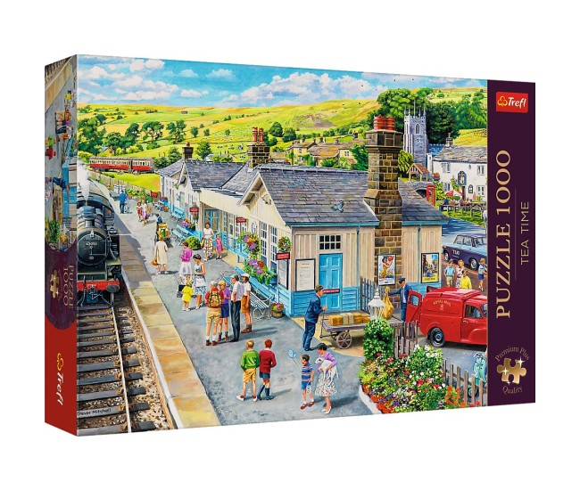 Puzzle trefl 1000 premium plus tea time statia din sat Puzzle trefl 1000 premium plus tea time statia din sat