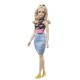 Papusa barbie fashionista blonda cu borseta roz