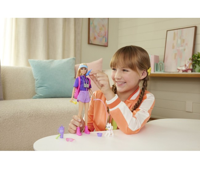 Barbie family and friends set papusa barbie malibu si accesorii aventuri in aer liber