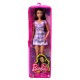 Papusa barbie fashionista bruneta cu rochie mov Papusa barbie fashionista bruneta cu rochie mov