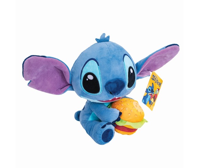 Jucarie de plus disney stitch cu burger 25cm Jucarie de plus disney stitch cu burger 25cm