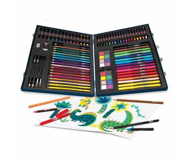 Happi hobbi art case set de desen deluxe cu 100 de accesorii dinozaur Happi hobbi art case set de desen deluxe cu 100 de accesorii dinozaur