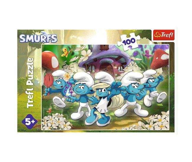 Puzzle trefl 100 strumfii faceti cunostinta cu strumfii Puzzle trefl 100 strumfii faceti cunostinta cu strumfii