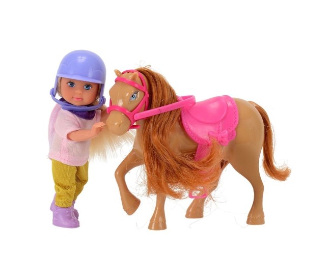 Set papusica evi cu calut maro deschis Set papusica evi cu calut maro deschis