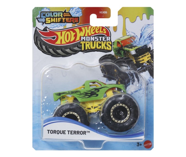 Hot wheels monster truck camion torque terror cu culori schimbatoare scara 1 la 64 Hot wheels monster truck camion torque terror cu culori schimbatoare scara 1 la 64