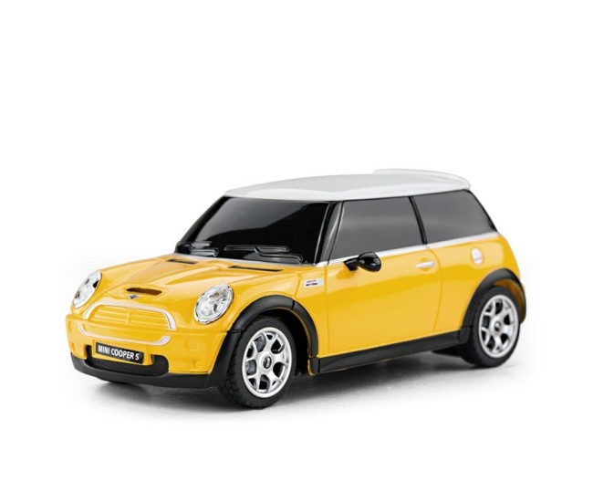 Masina cu telecomanda mini cooper galbena cu scara 1 la 24 Masina cu telecomanda mini cooper galbena cu scara 1 la 24