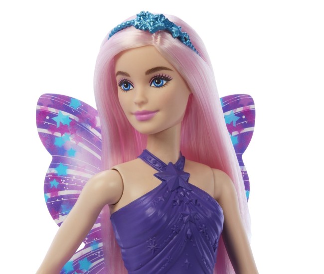 Barbie papusa barbie zana cu par roz si tinuta in 2 culori