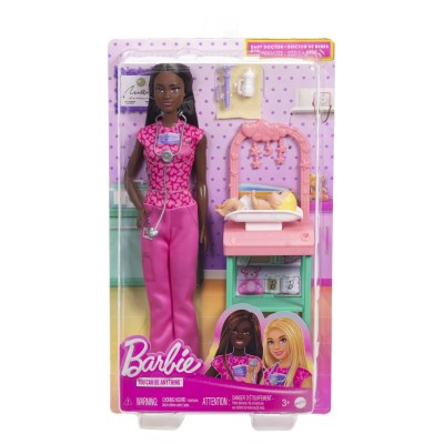 Barbie set de joaca papusa barbie bruneta face cariera pediatru