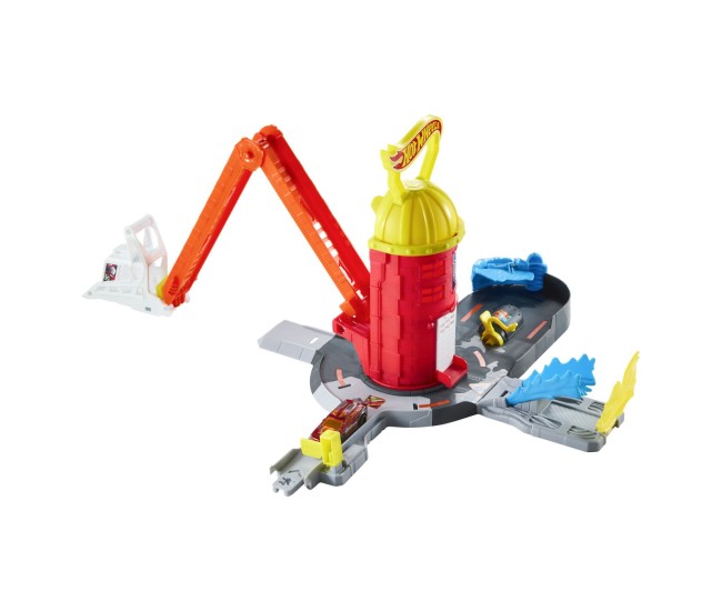 Hot wheels city set de joaca super statie de pompieri cu masinuta inclusa