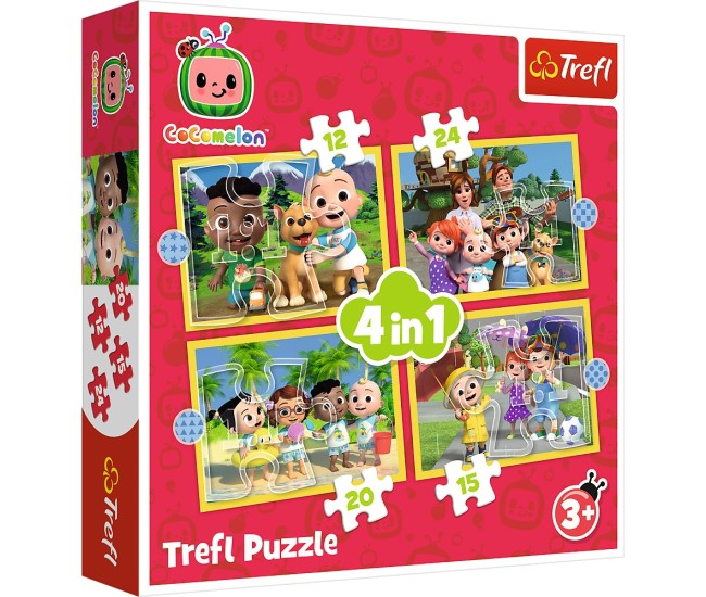 Puzzle trefl 4in1 cocomelon prezentarea familiei Puzzle trefl 4in1 cocomelon prezentarea familiei